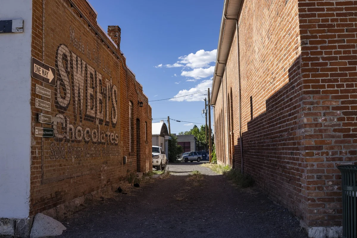 Historic red brick buildings in downtown Panguitch